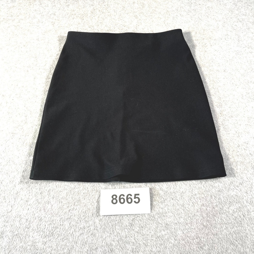 Vintage Luly K New York City A Line Skirt Womens Small Black Ribbed Knit USA